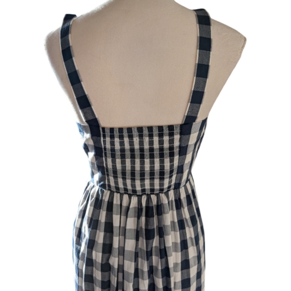 J. Crew Navy Gingham Maxi Dress XS Sundress Smocked Back - Picture 12 of 15